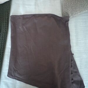 Brown Asymmetrical Strapless Top